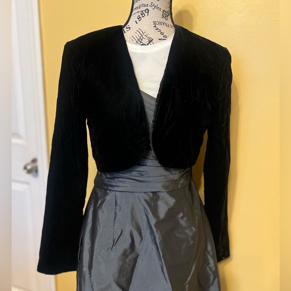 Vtg  Scott McClintock Black Velvet Bolero Jacket Puffy Shoulder Goth Sz M - Picture 1 of 8